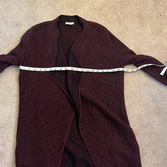 J. Jill purejill Long Line Open Front Cardigan Sweater Size XS Purple Black - Picture 8 of 8